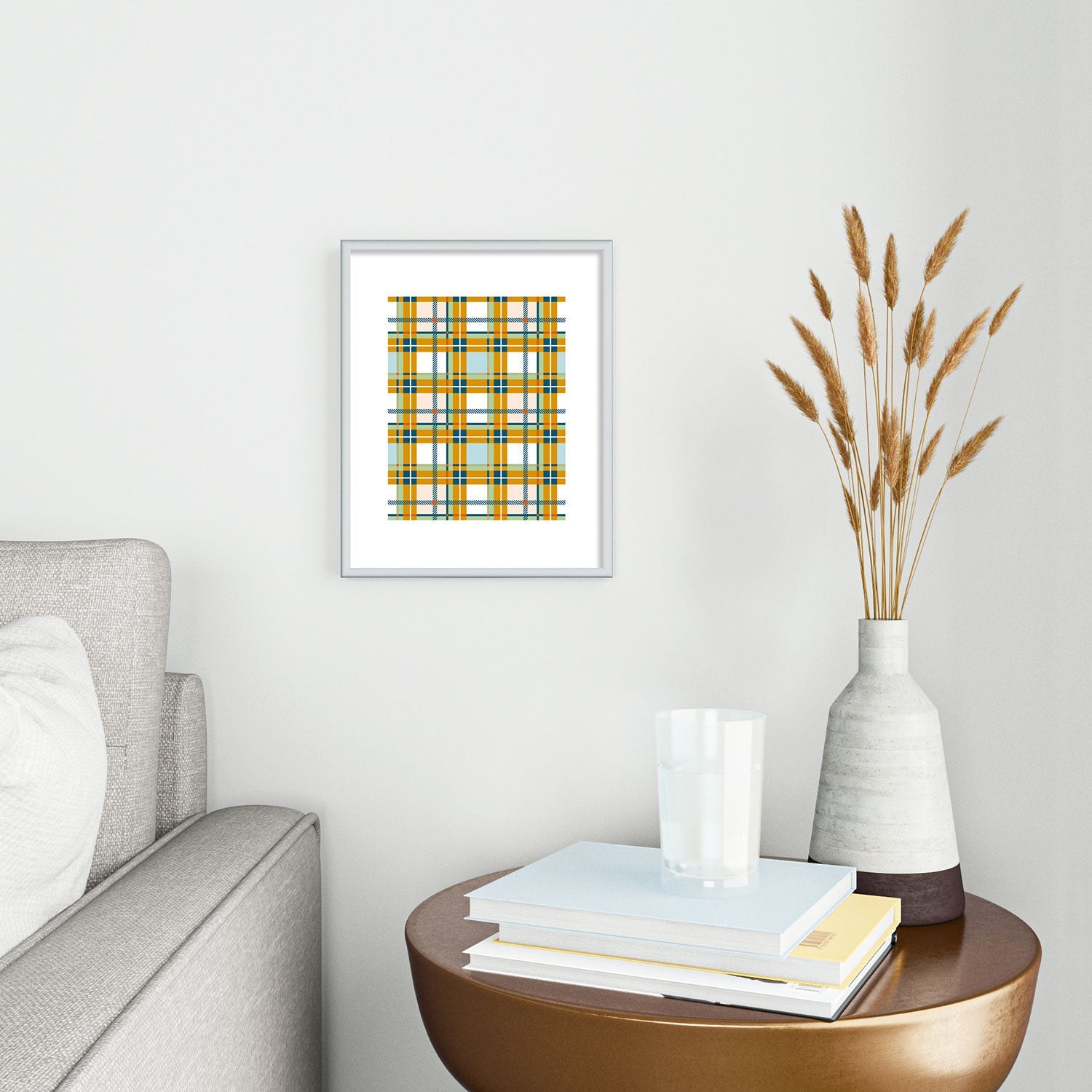 Marta Barragan Camarasa Warm Plaid Fusion Metal Framed Art Print