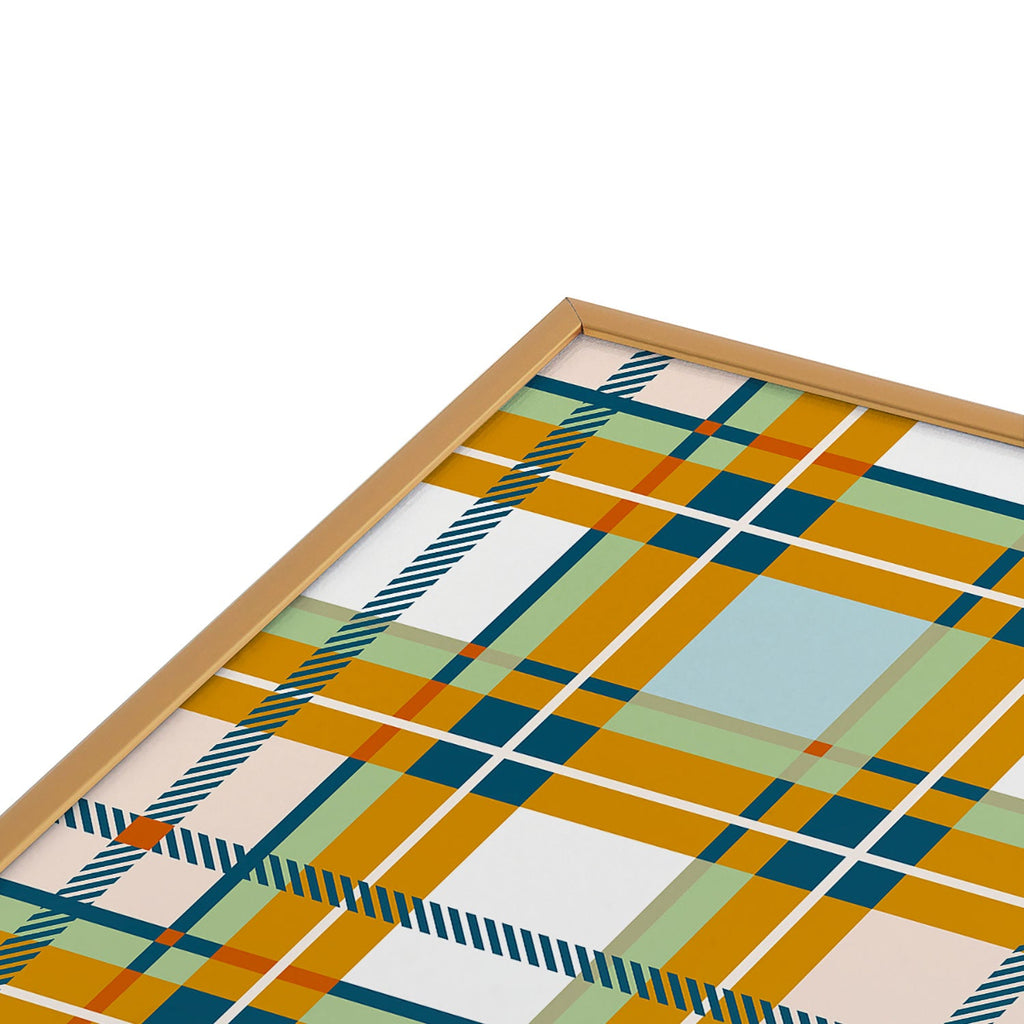 Marta Barragan Camarasa Warm Plaid Fusion Square Metal Framed Art Print