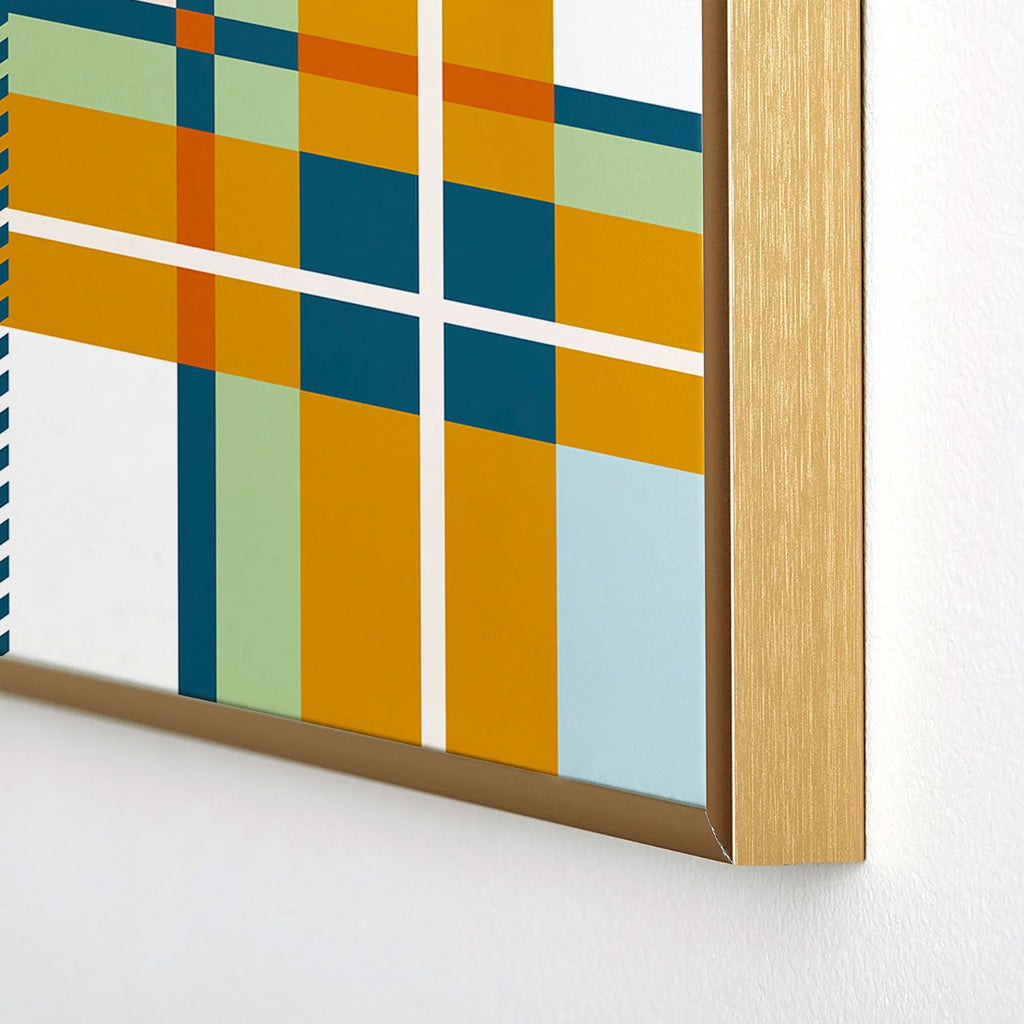 Marta Barragan Camarasa Warm Plaid Fusion Square Metal Framed Art Print