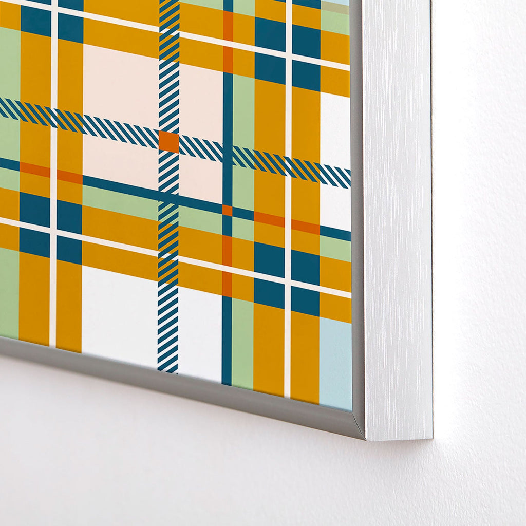 Marta Barragan Camarasa Warm Plaid Fusion Square Metal Framed Art Print