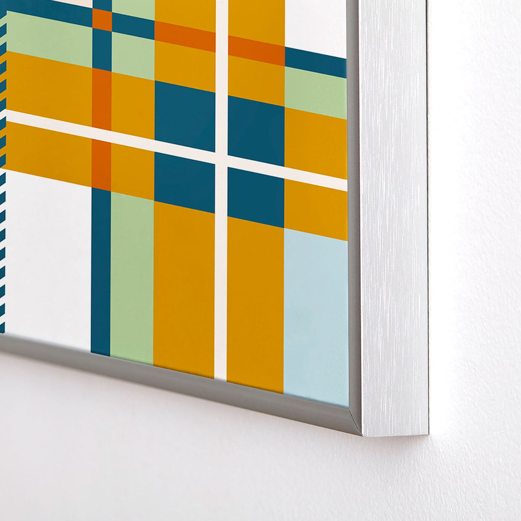 Marta Barragan Camarasa Warm Plaid Fusion Square Metal Framed Art Print