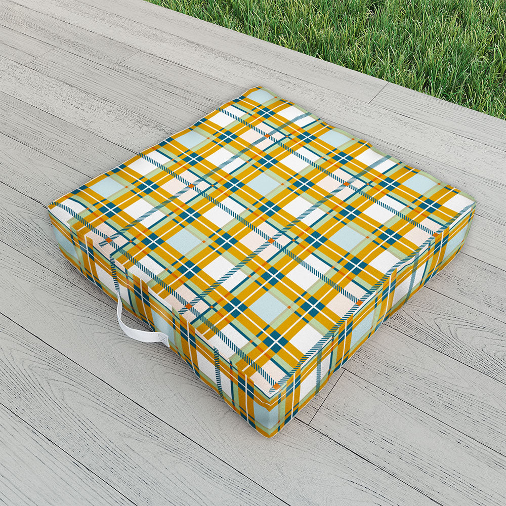 Marta Barragan Camarasa Warm Plaid Fusion Outdoor Floor Cushion