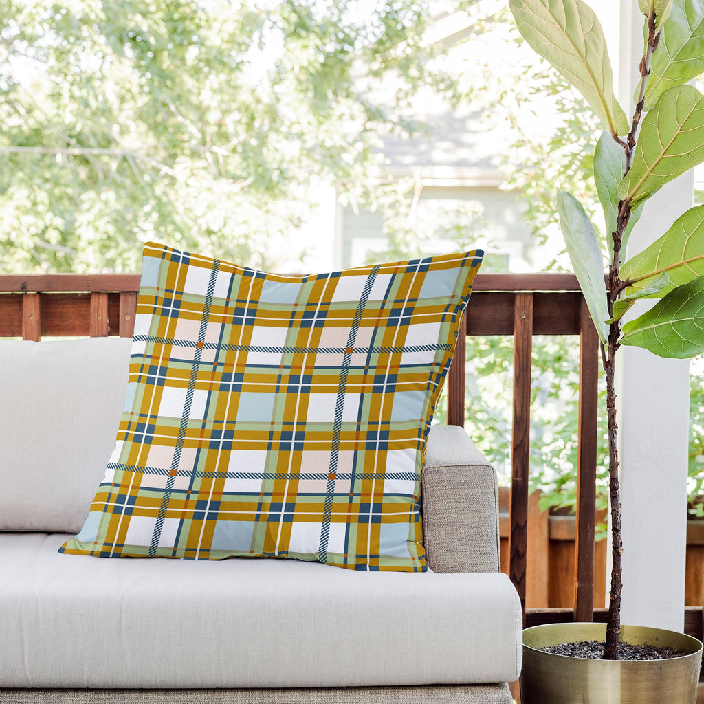 Marta Barragan Camarasa Warm Plaid Fusion Outdoor Throw Pillow