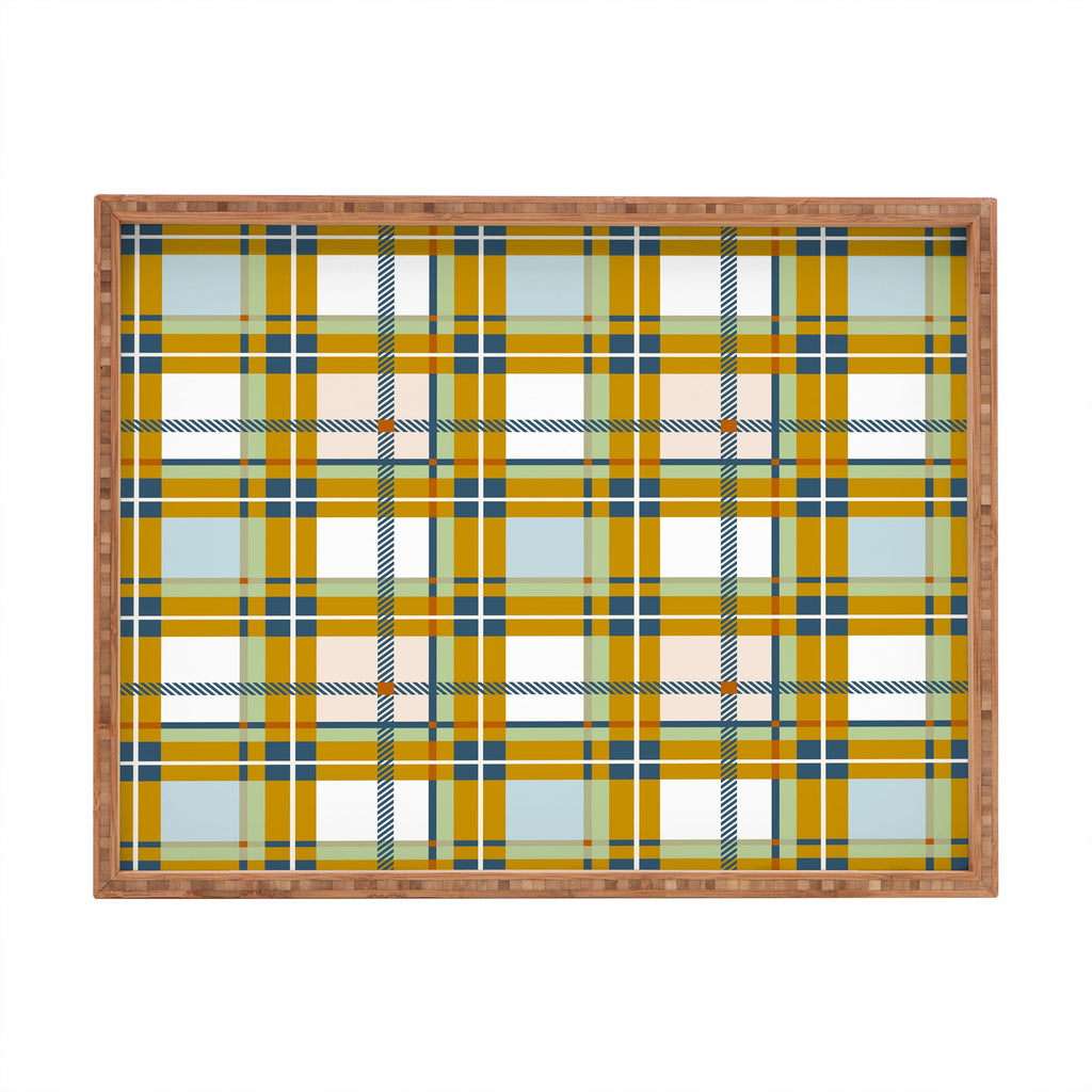 Marta Barragan Camarasa Warm Plaid Fusion Rectangular Tray
