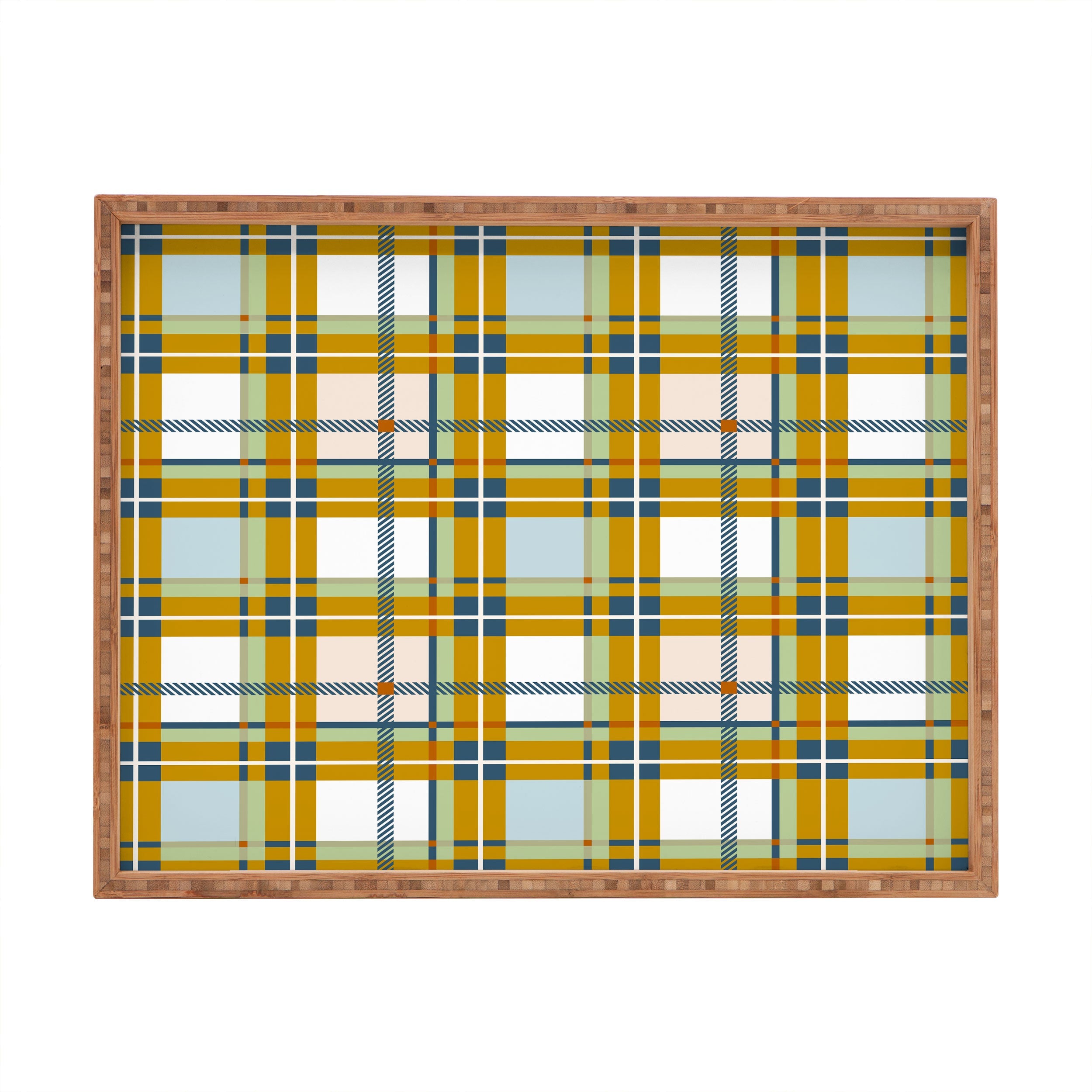 Marta Barragan Camarasa Warm Plaid Fusion Rectangular Tray
