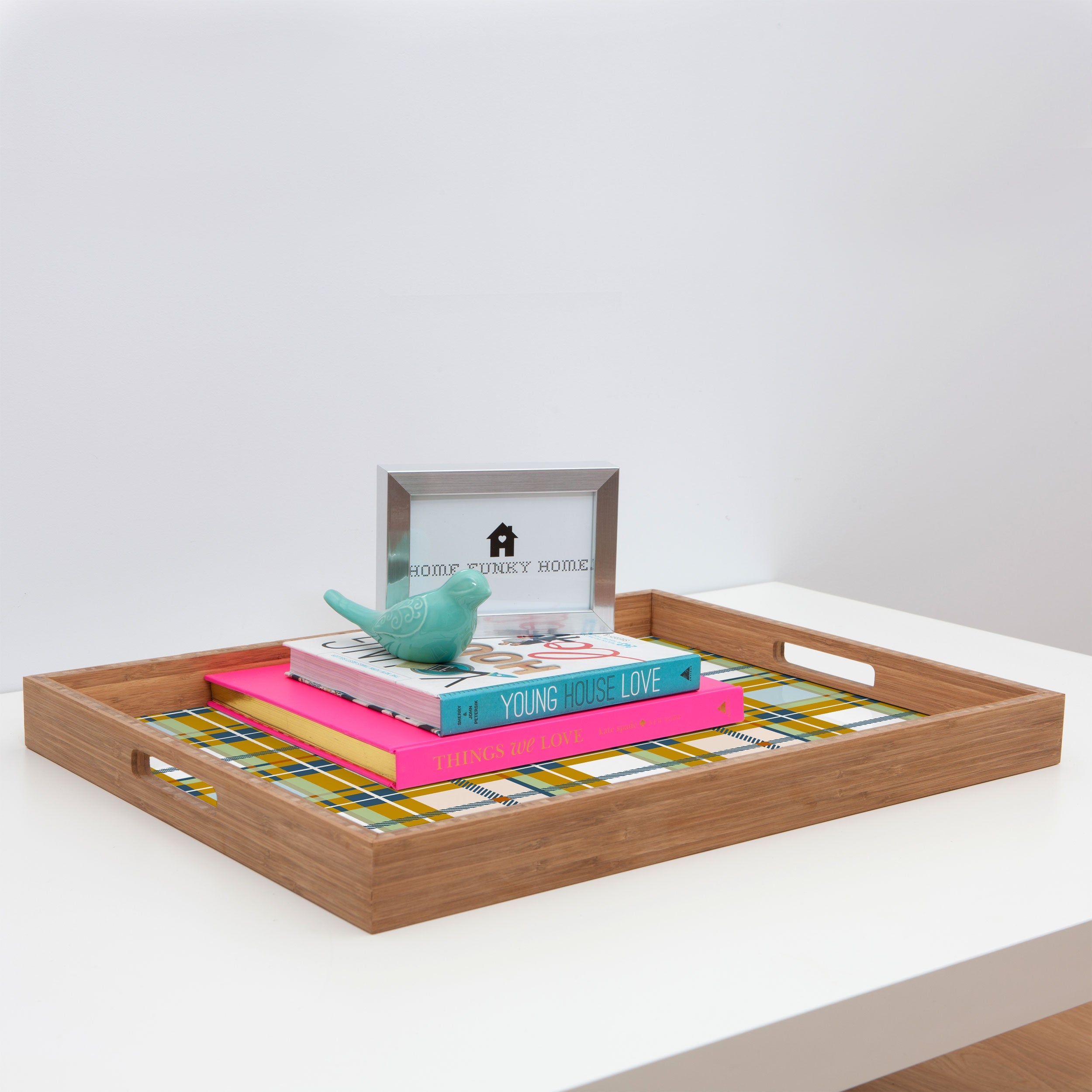 Marta Barragan Camarasa Warm Plaid Fusion Rectangular Tray