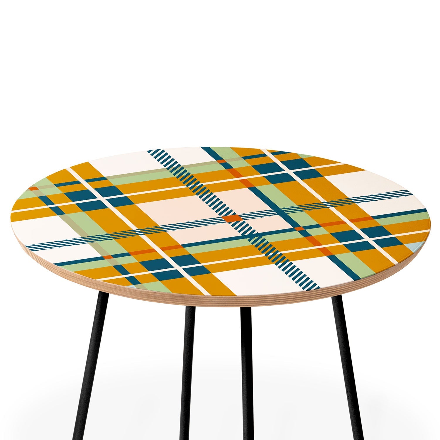 Marta Barragan Camarasa Warm Plaid Fusion Round Side Table