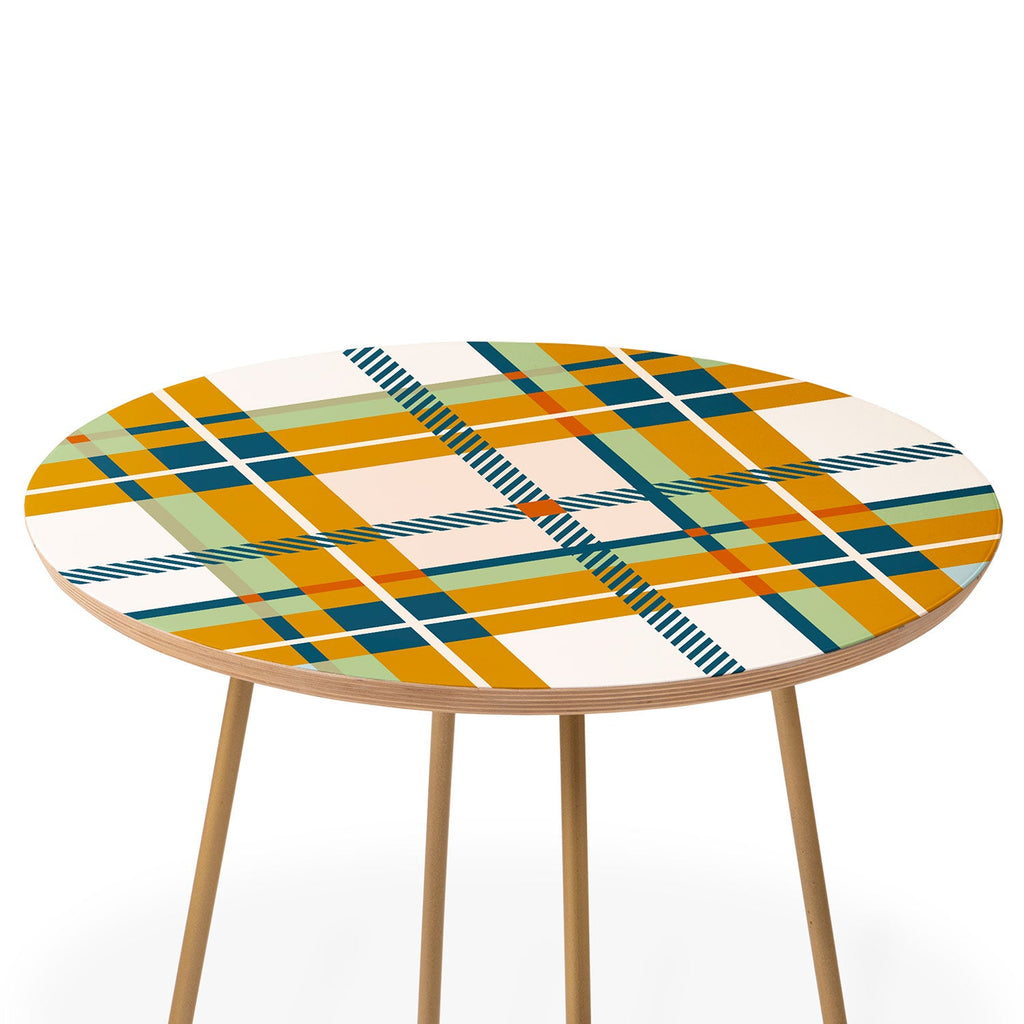 Marta Barragan Camarasa Warm Plaid Fusion Round Side Table