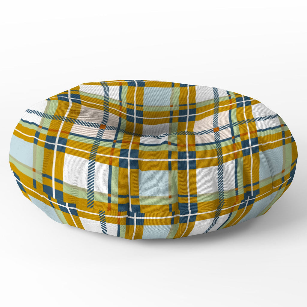 Marta Barragan Camarasa Warm Plaid Fusion Floor Pillow Round