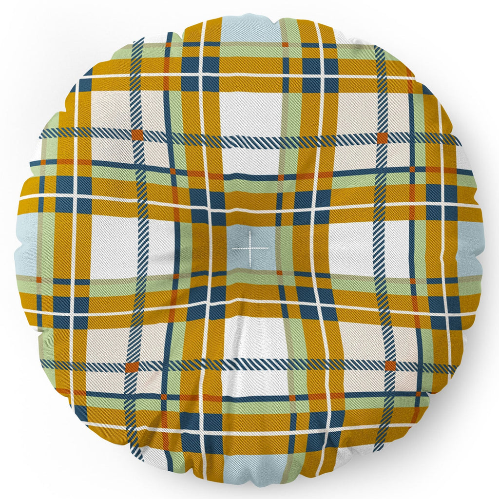 Marta Barragan Camarasa Warm Plaid Fusion Floor Pillow Round