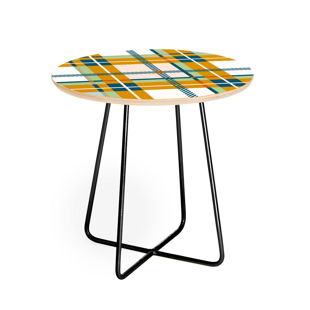 Marta Barragan Camarasa Warm Plaid Fusion Round Side Table