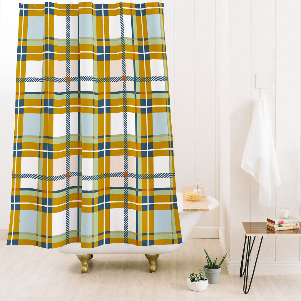 Marta Barragan Camarasa Warm Plaid Fusion Shower Curtain