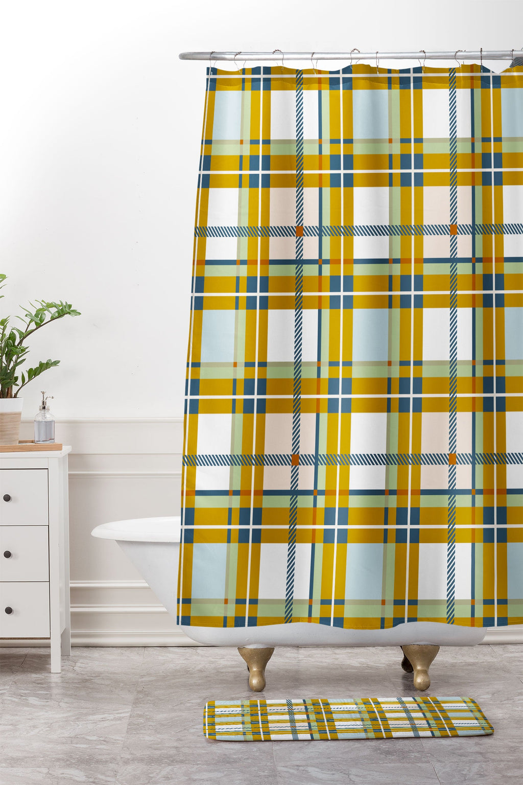 Marta Barragan Camarasa Warm Plaid Fusion Memory Foam Bath Mat