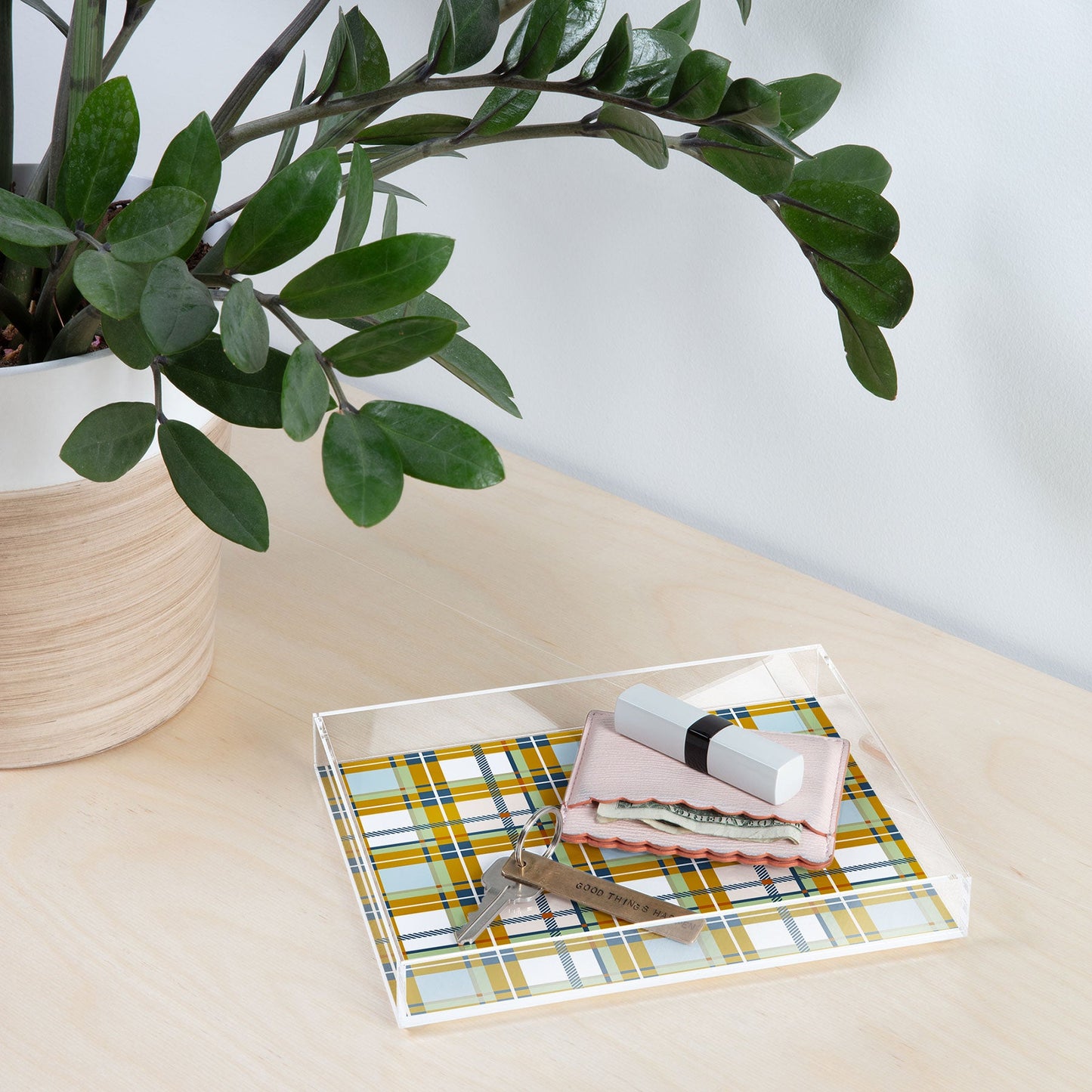 Marta Barragan Camarasa Warm Plaid Fusion Acrylic Tray