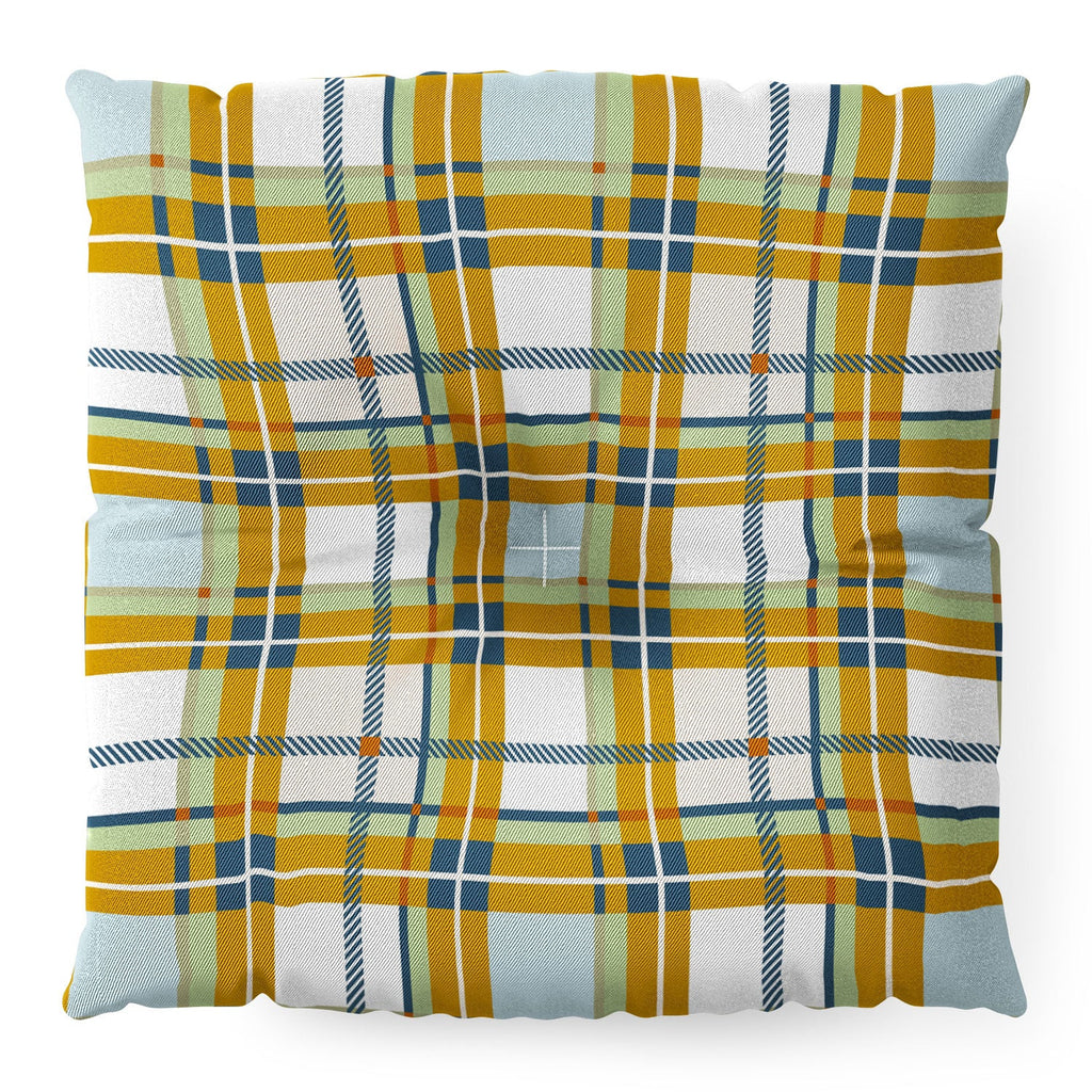 Marta Barragan Camarasa Warm Plaid Fusion Floor Pillow Square