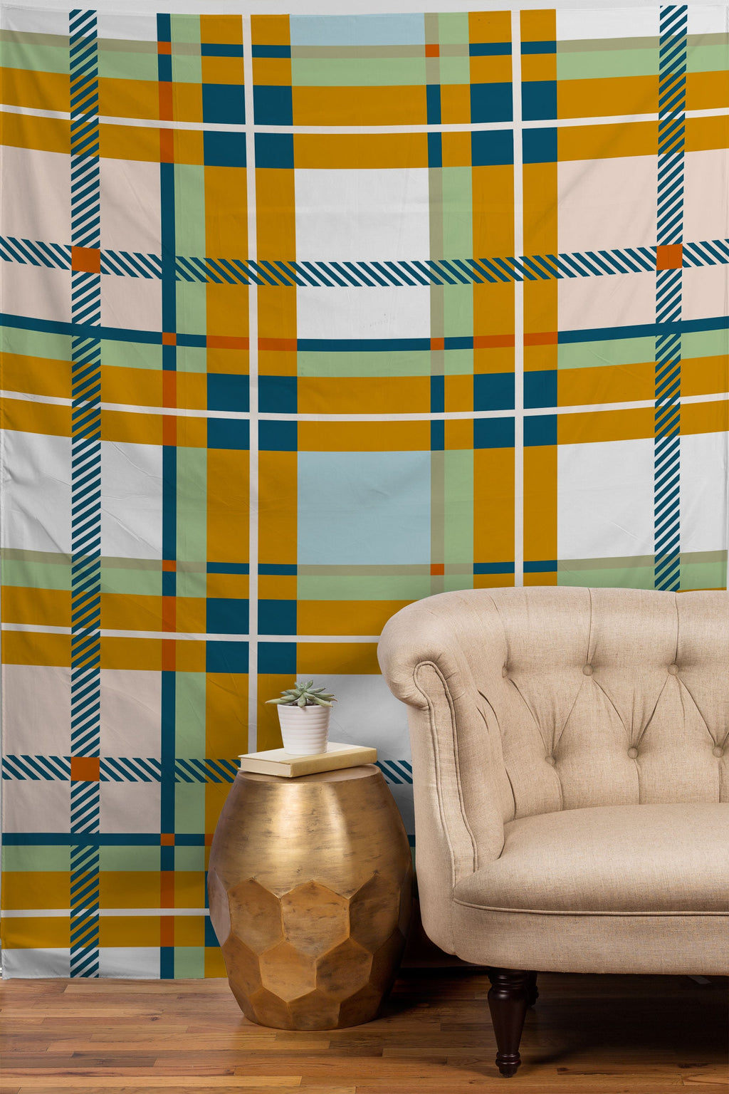 Marta Barragan Camarasa Warm Plaid Fusion Tapestry