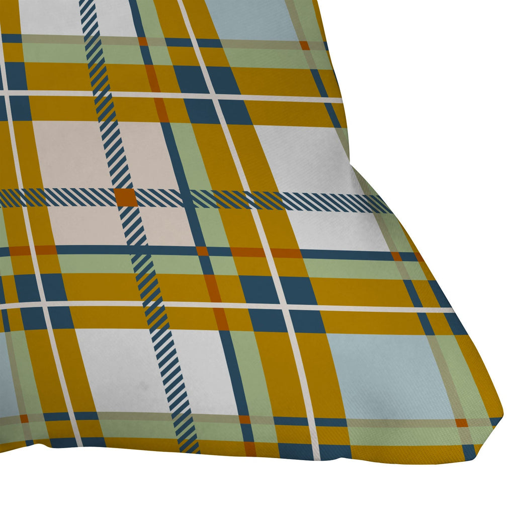Marta Barragan Camarasa Warm Plaid Fusion Outdoor Throw Pillow