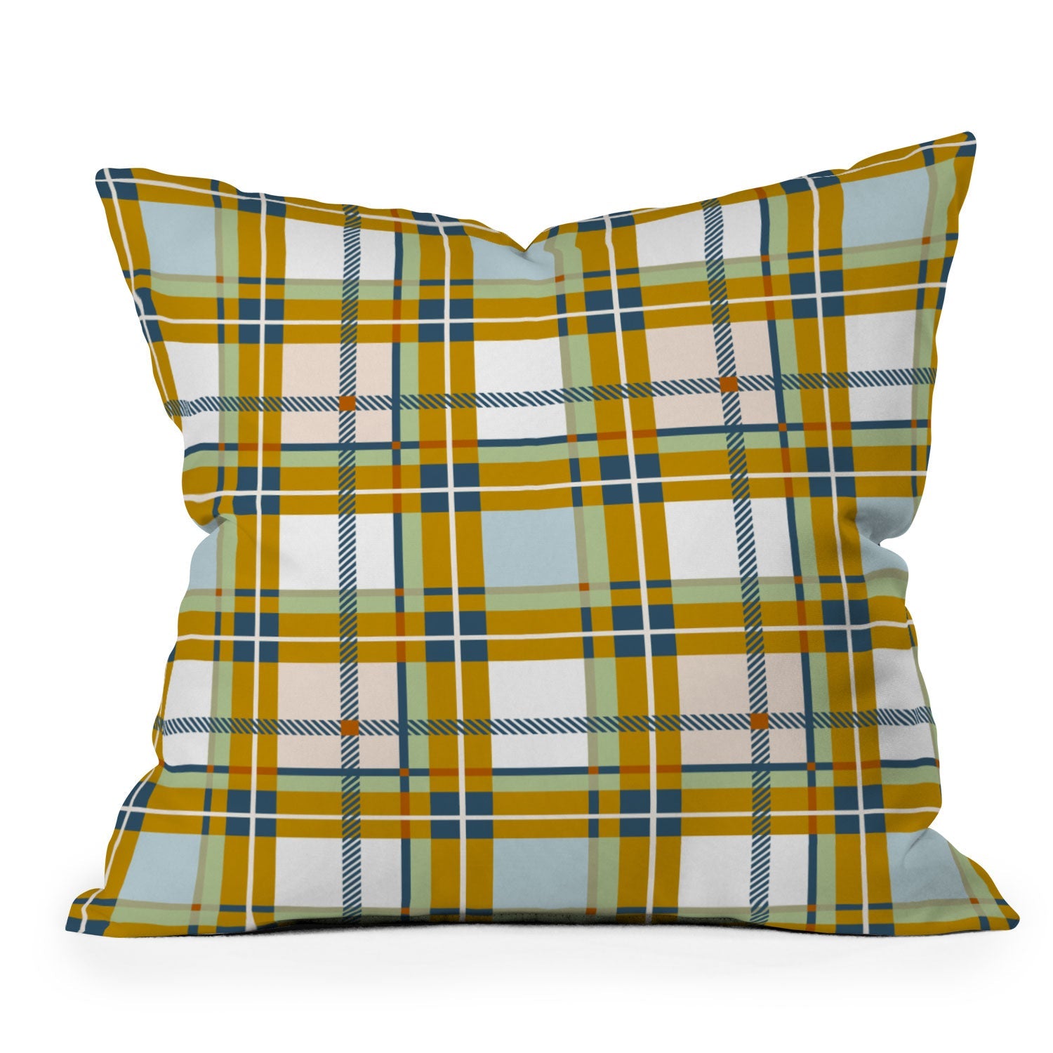 Marta Barragan Camarasa Warm Plaid Fusion Outdoor Throw Pillow