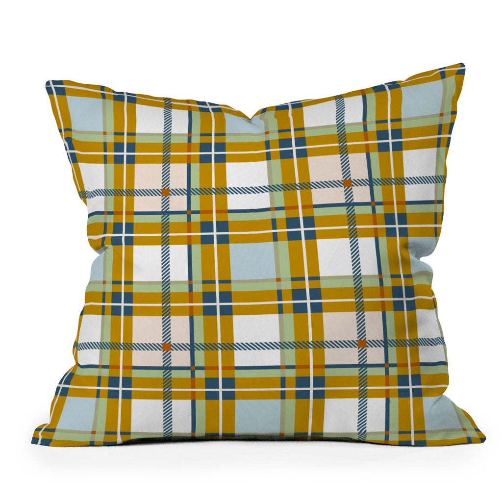 Marta Barragan Camarasa Warm Plaid Fusion Outdoor Throw Pillow