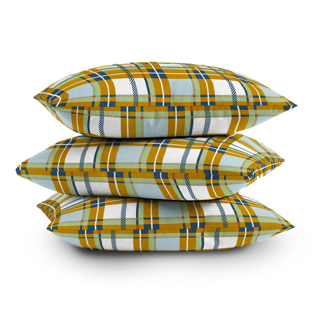 Marta Barragan Camarasa Warm Plaid Fusion Throw Pillow