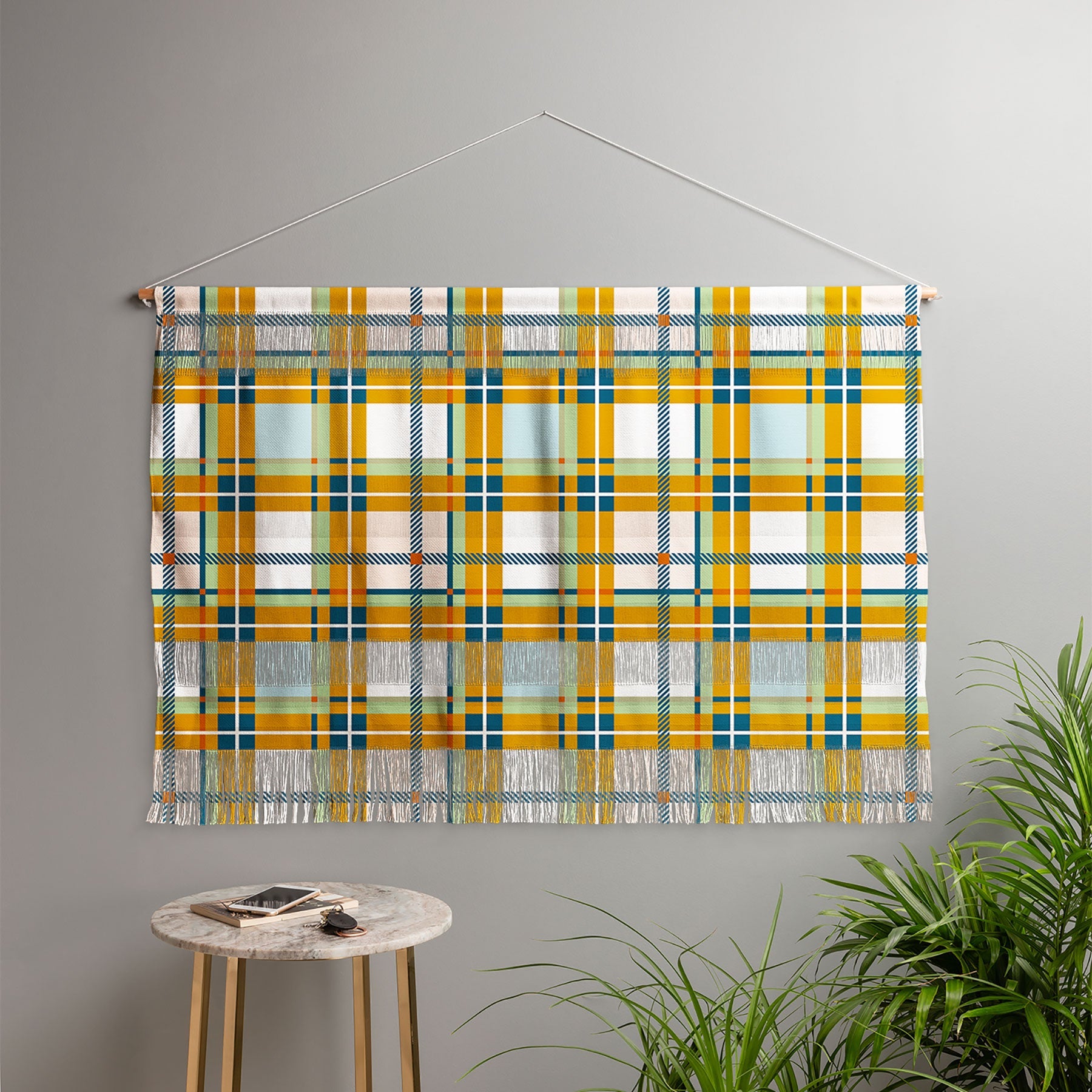 Marta Barragan Camarasa Warm Plaid Fusion Wall Hanging Landscape