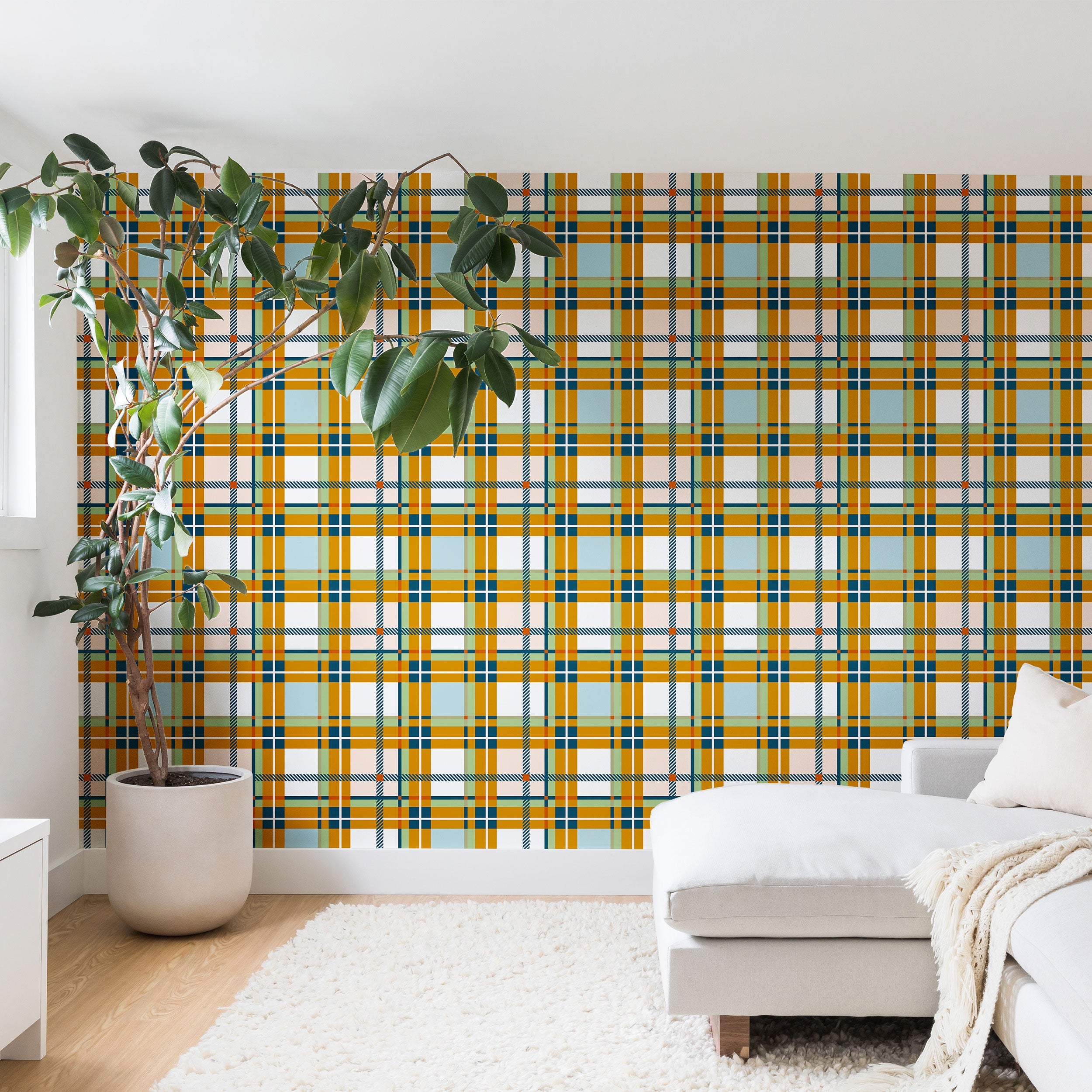 Marta Barragan Camarasa Warm Plaid Fusion Wall Mural