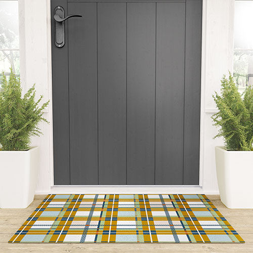 Marta Barragan Camarasa Warm Plaid Fusion Welcome Mat