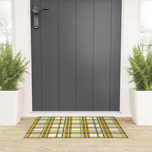 Marta Barragan Camarasa Warm Plaid Fusion Welcome Mat