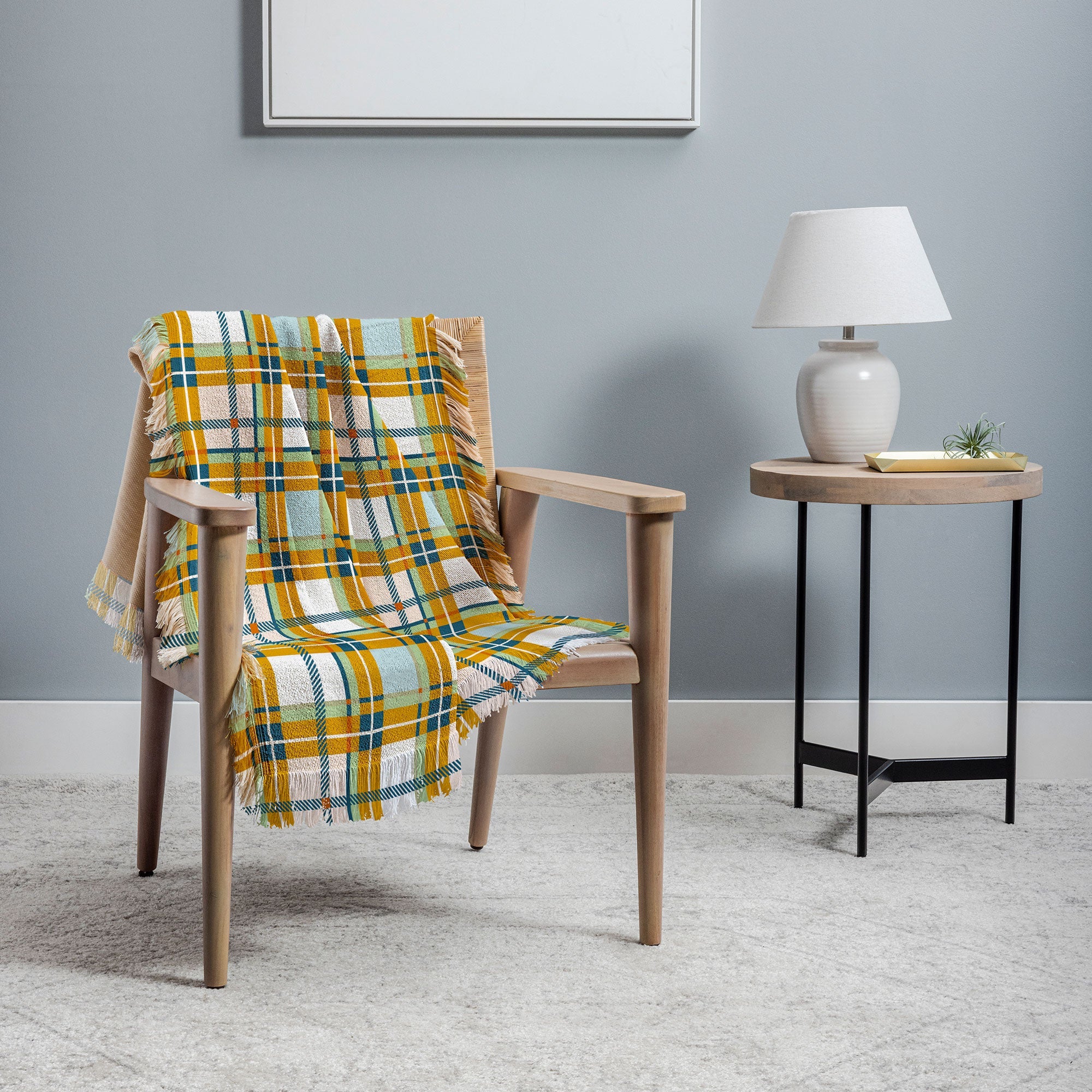 Marta Barragan Camarasa Warm Plaid Fusion Throw Blanket