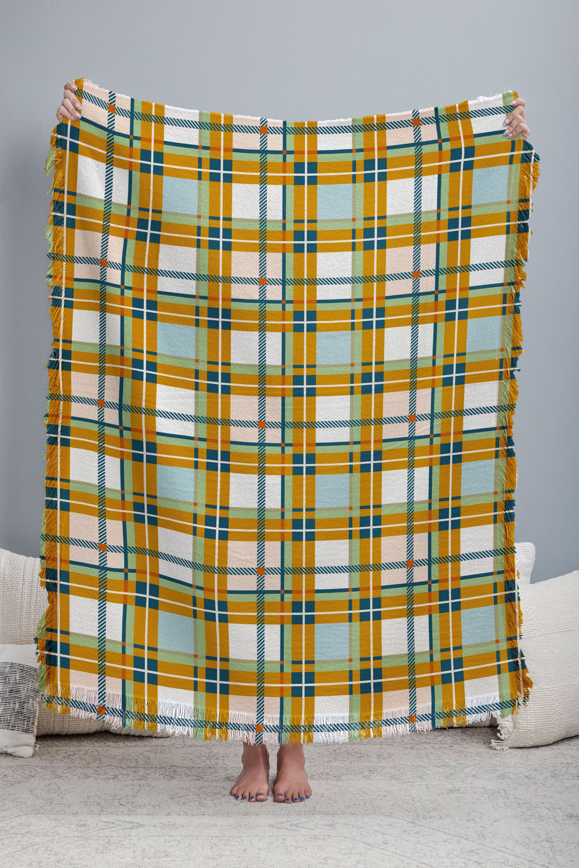 Marta Barragan Camarasa Warm Plaid Fusion Throw Blanket