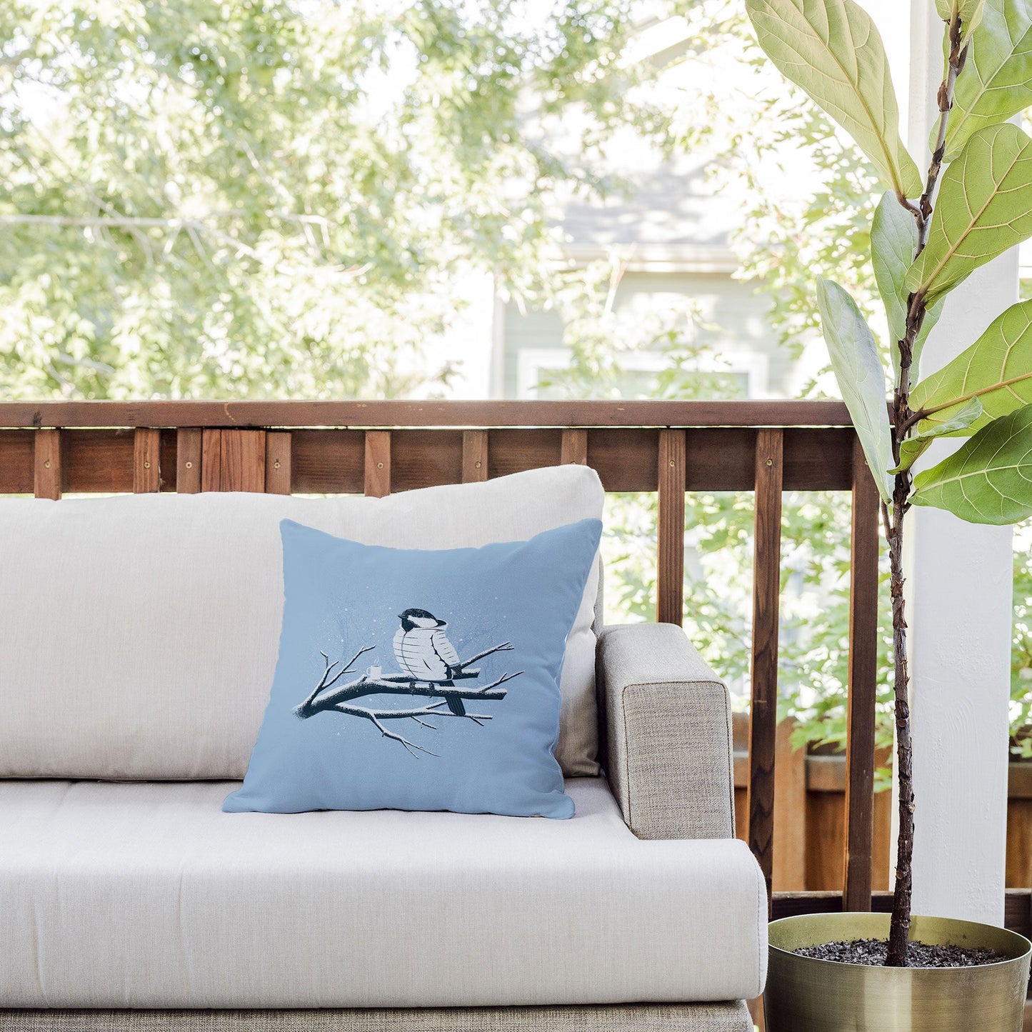Matt Leyen North For The Winter Blue Outdoor Throw Pillow