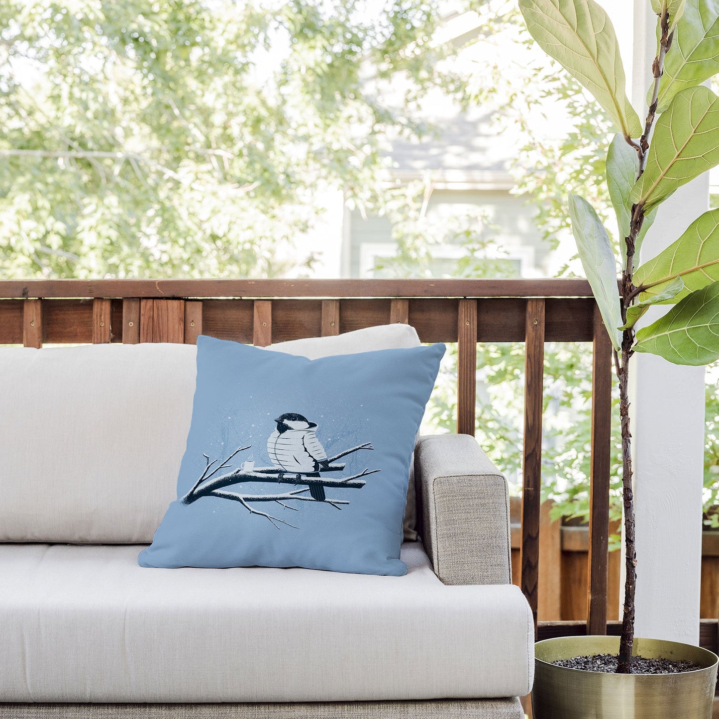 Matt Leyen North For The Winter Blue Outdoor Throw Pillow