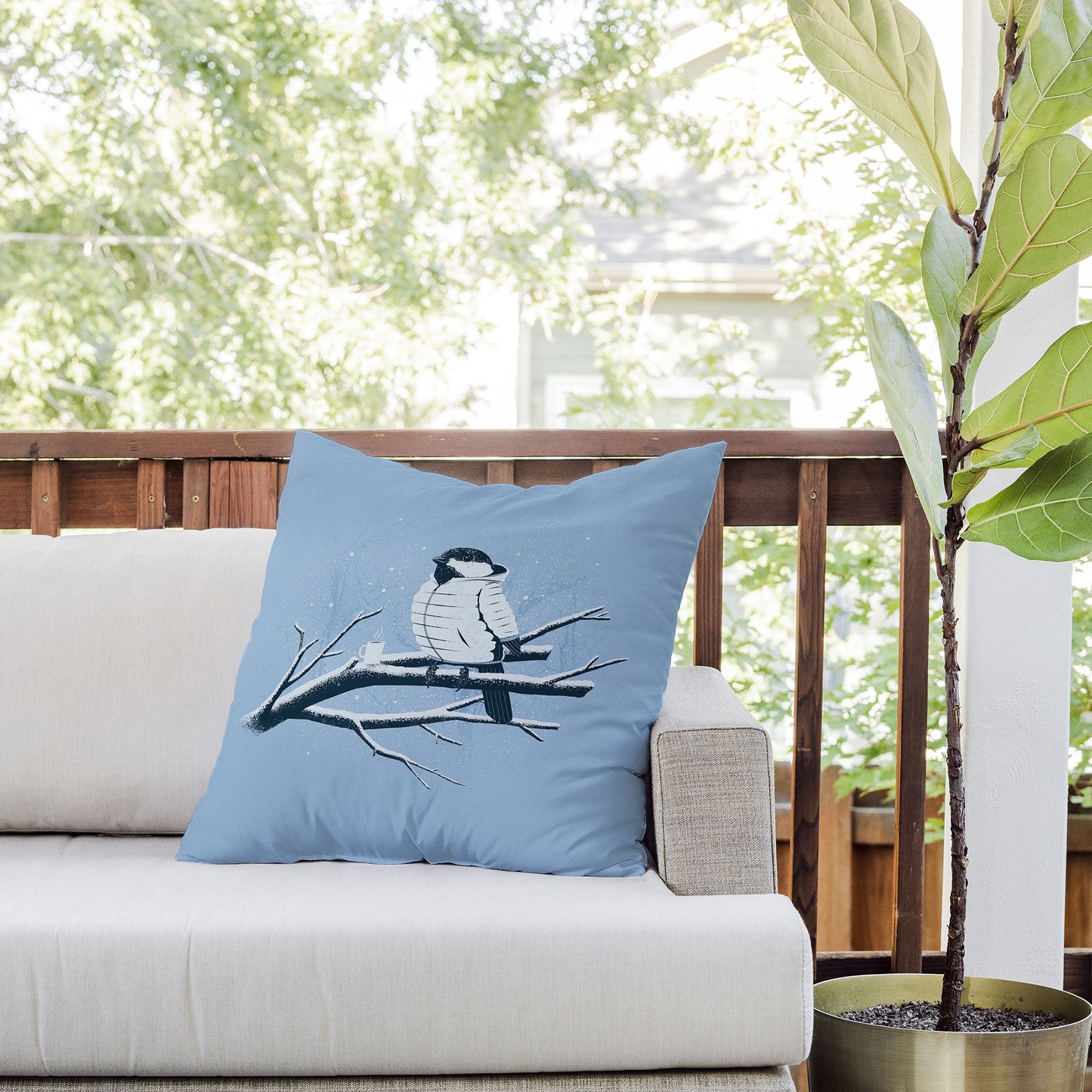 Matt Leyen North For The Winter Blue Outdoor Throw Pillow