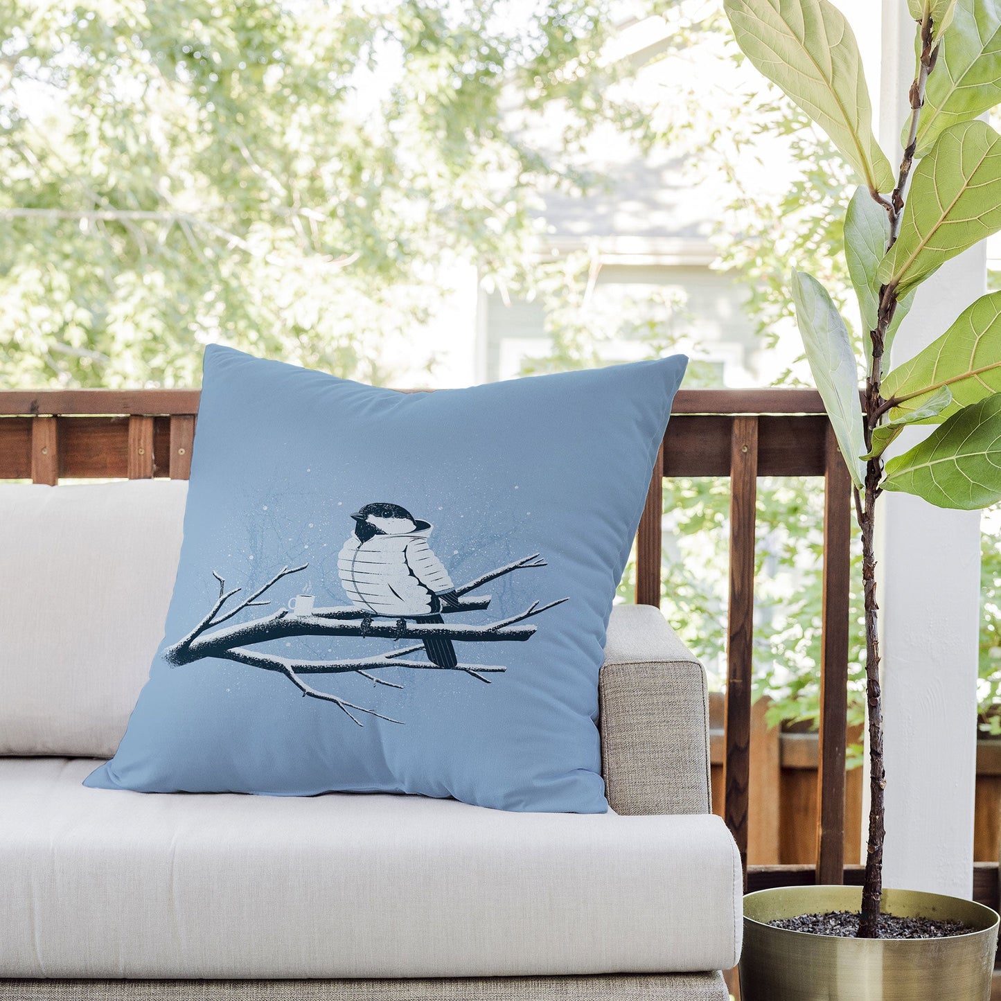 Matt Leyen North For The Winter Blue Outdoor Throw Pillow