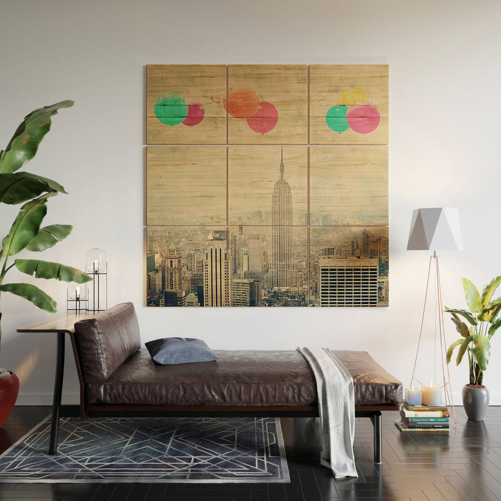 Maybe Sparrow Photography Balloons Over The City Wood Wall Mural