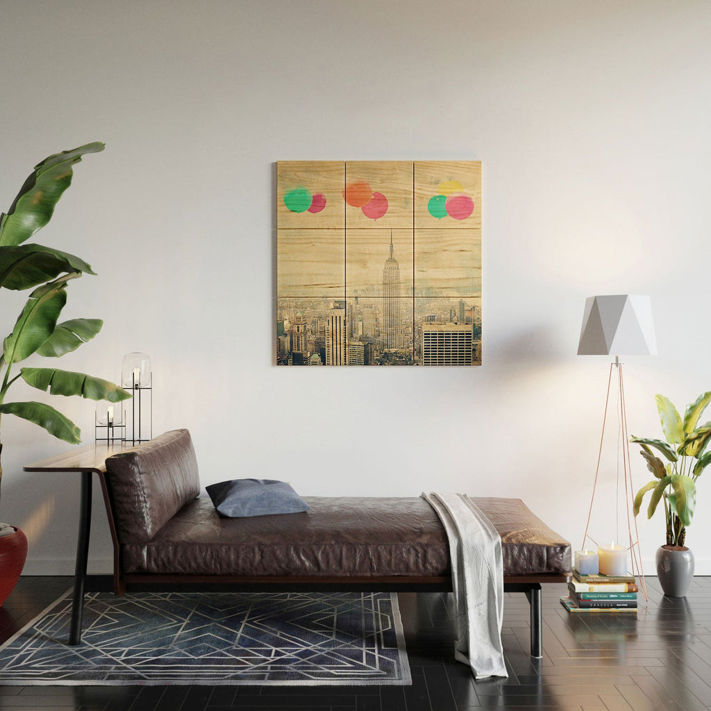 Maybe Sparrow Photography Balloons Over The City Wood Wall Mural