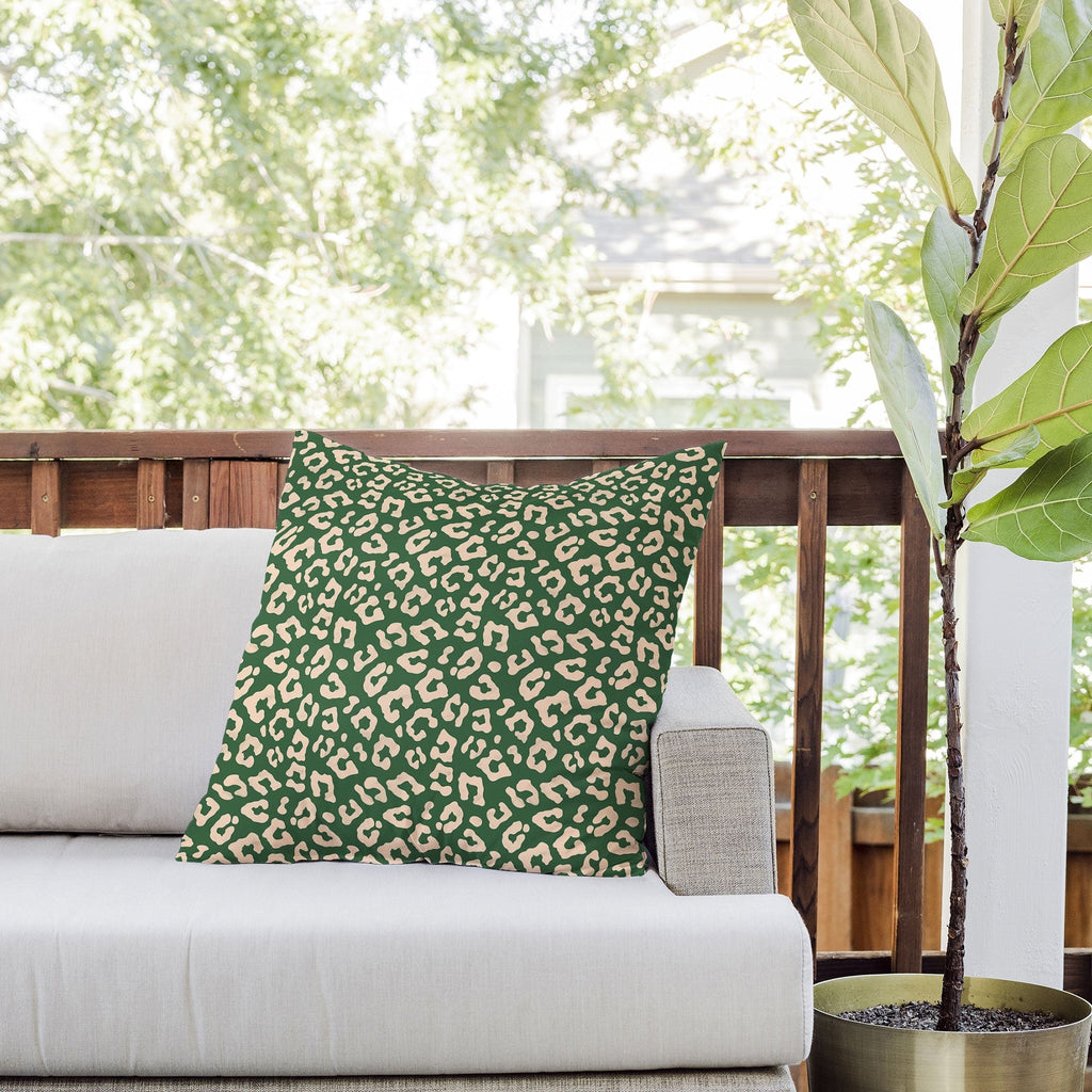 Avenie BR Cheetah Print In Green Outdoor Throw Pillow