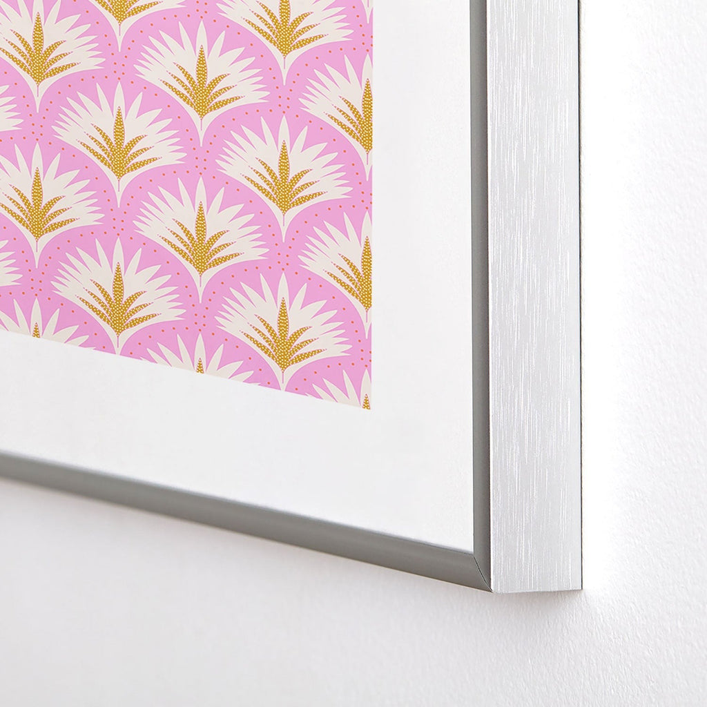 Jennifer Labre Pink Palmetto Metal Framed Art Print