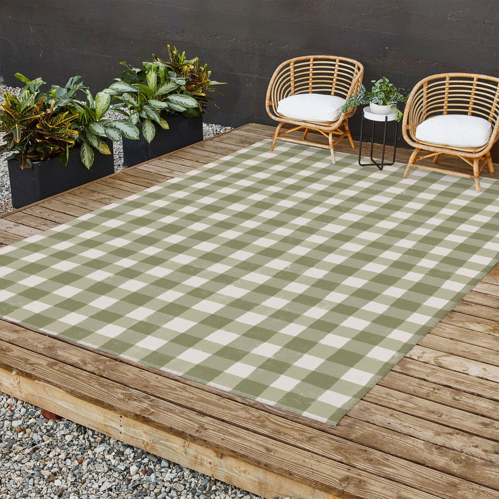 Menina Lisboa Rustic Green Plaid Outdoor Rug