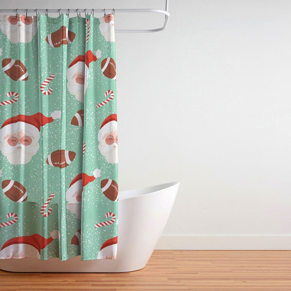 Design by Spark Sporty Football Santa Holiday Shower Curtain