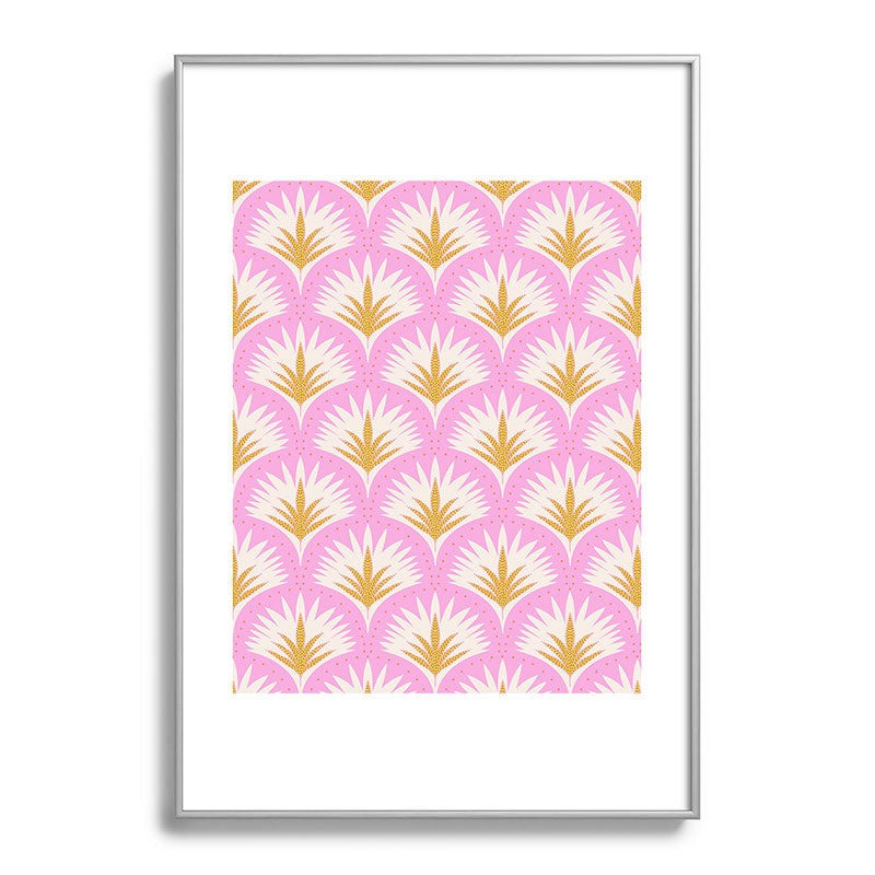 Jennifer Labre Pink Palmetto Metal Framed Art Print
