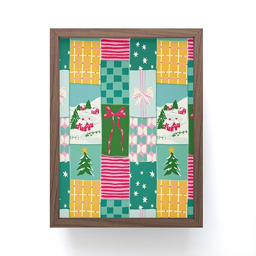 LouBruzzoni Cozy Christmas Patchwork Framed Mini Art Print