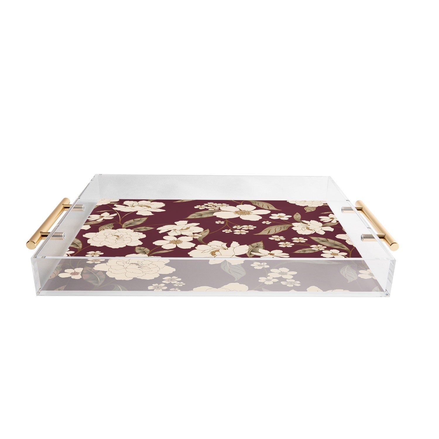 Gabriela Fuente Burgundy Floral Roberta Acrylic Tray