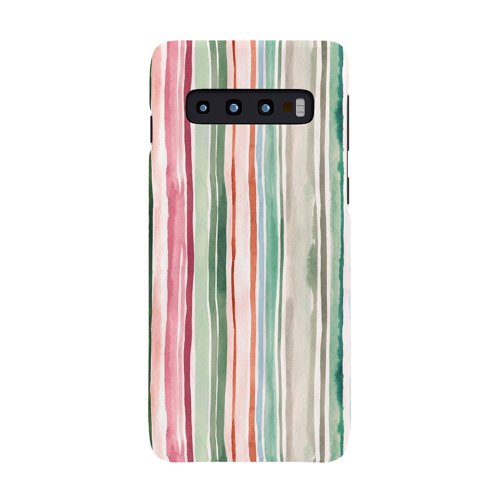 Ninola Design Botanic Retreat Watercolor Stripes Green Orange Red Phone Case