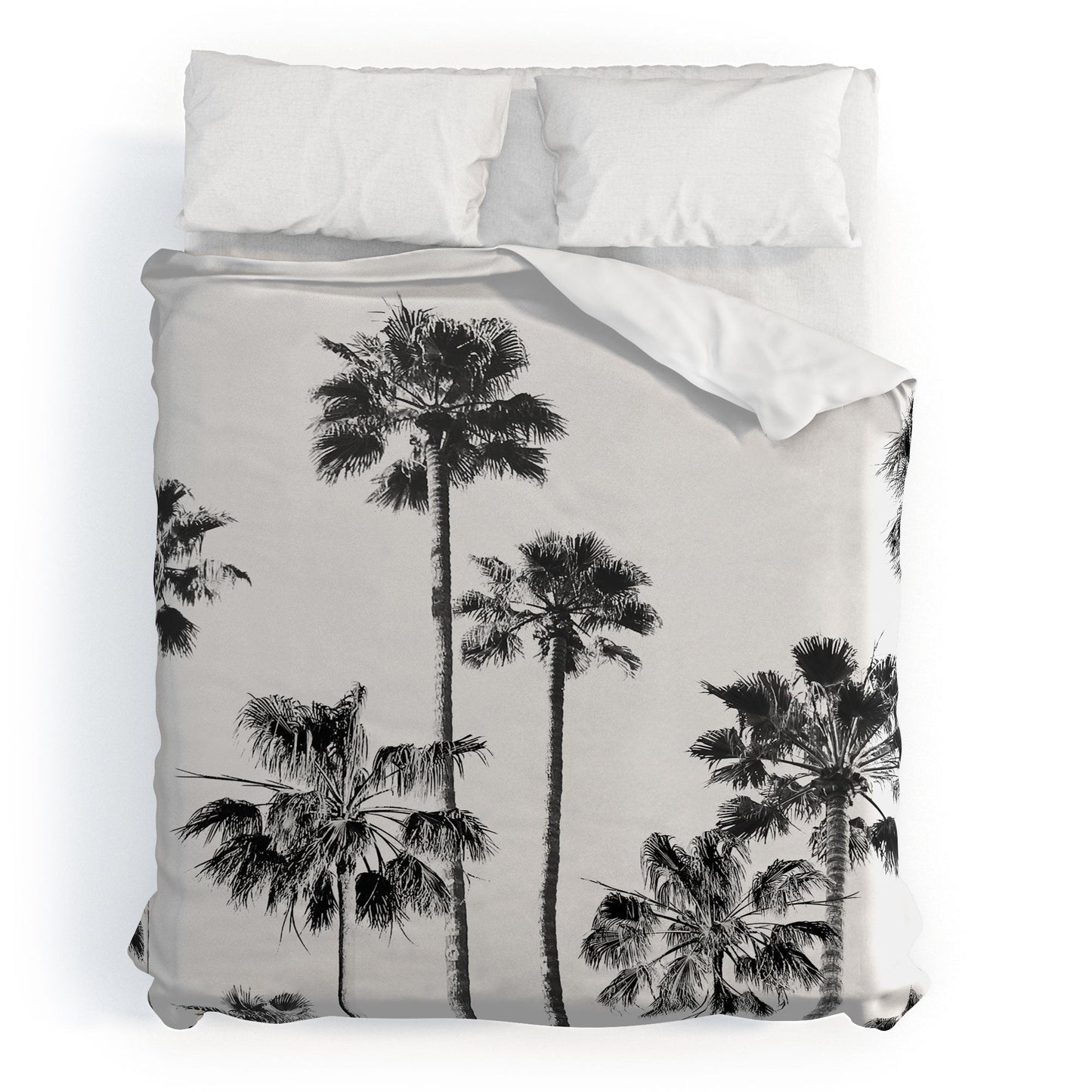 Gal Design Black And White Palms Duvet Cover