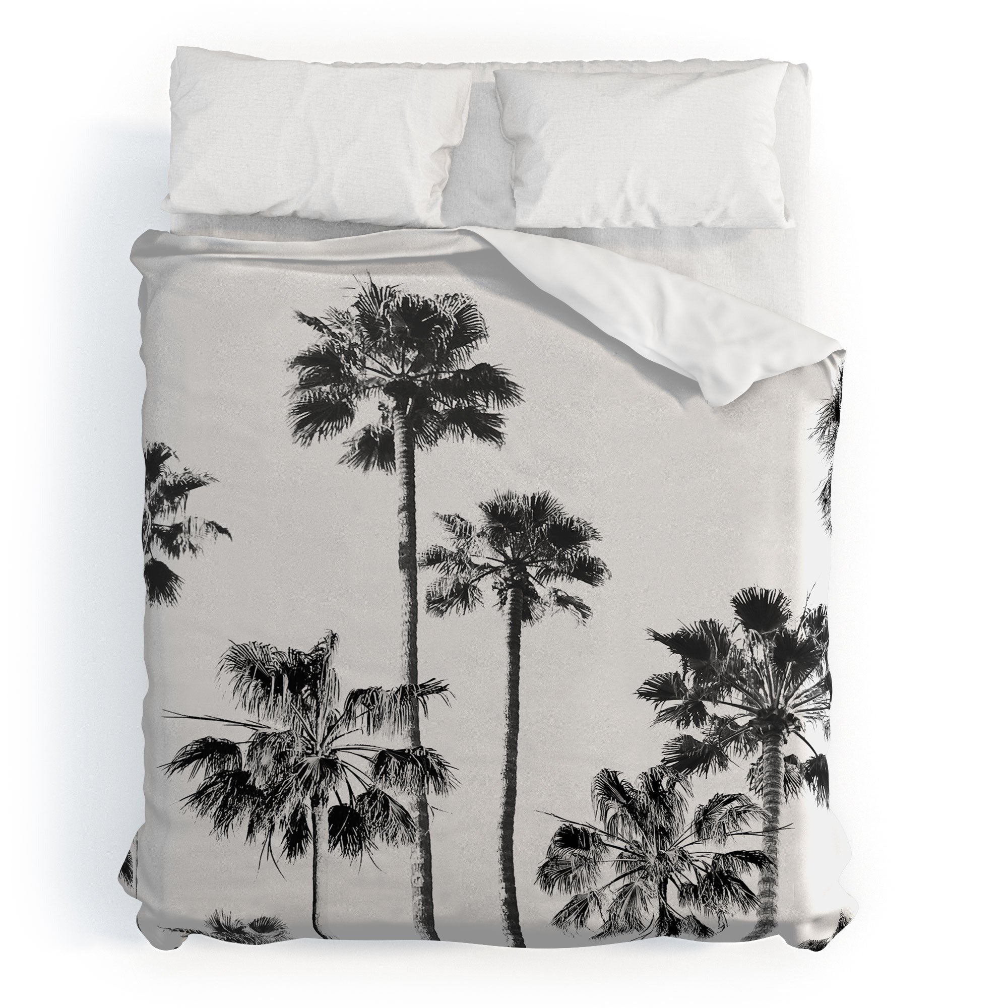 Gal Design Black And White Palms Duvet Cover
