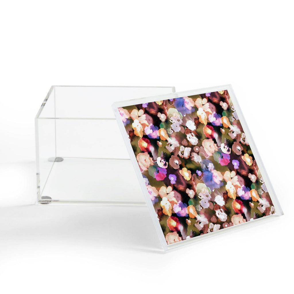 Ninola Design Botanic Retreat Ombre Abstract Watercolor Flowers Pink gold Acrylic Box