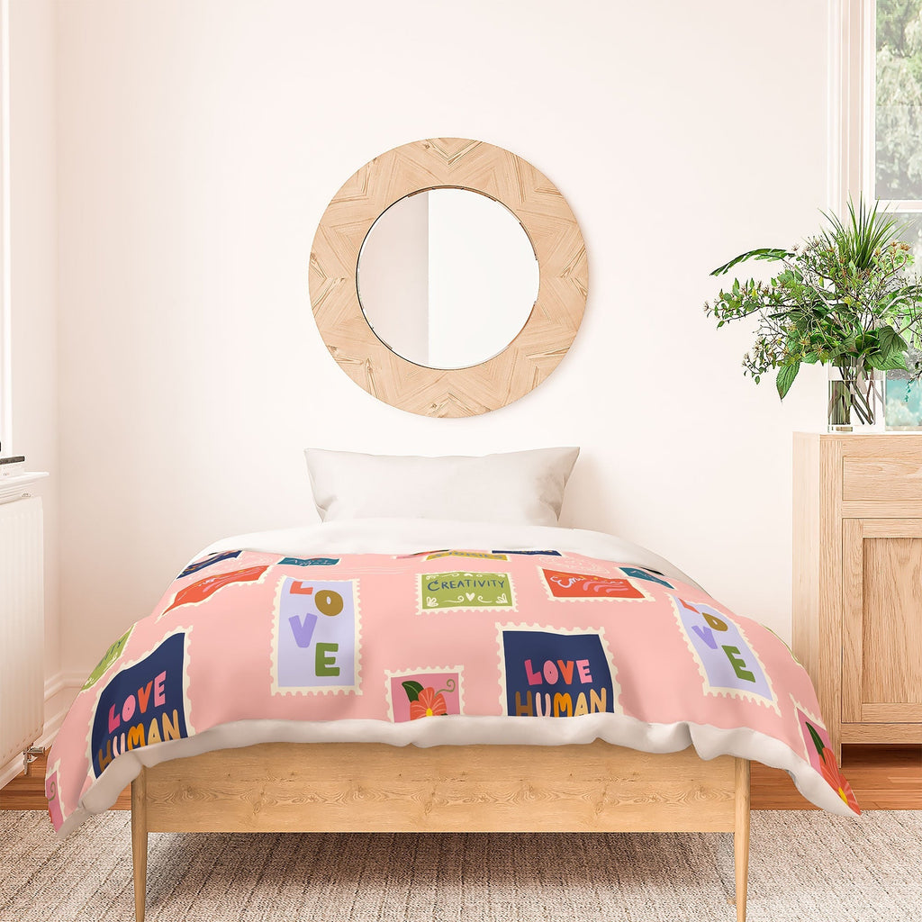Design by Spark Love Human Made Stamps Duvet Cover