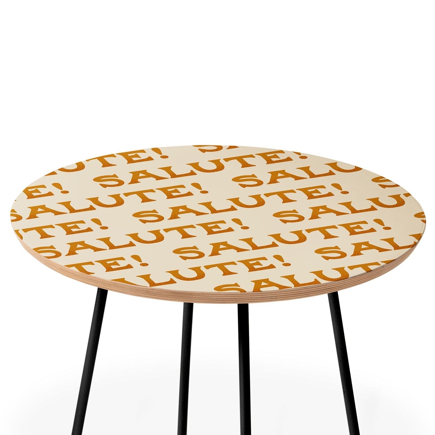 Jessica Molina Salute Gold Pattern on Cream Round Side Table