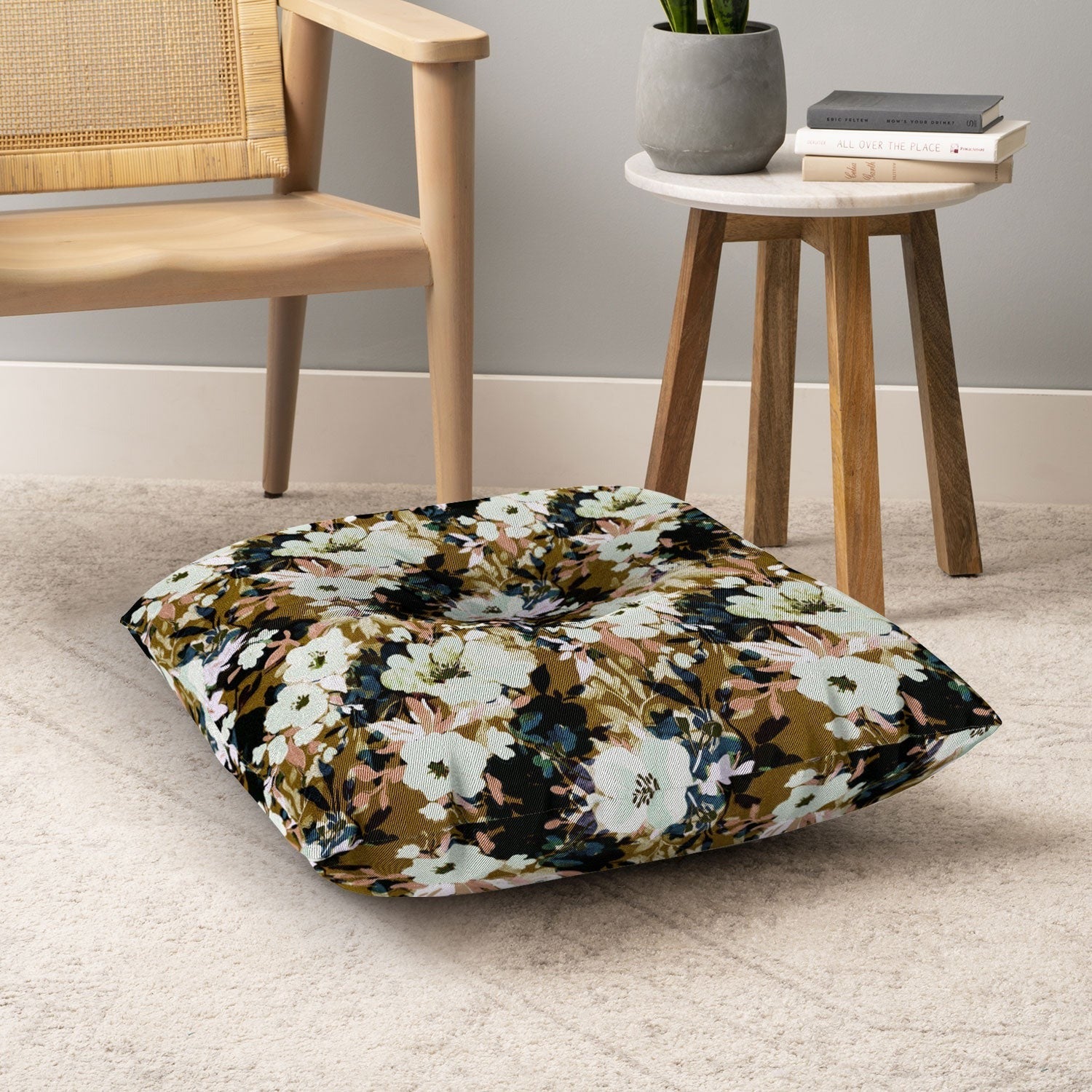Marta Barragan Camarasa Romantic Floral Fusion Floor Pillow Square